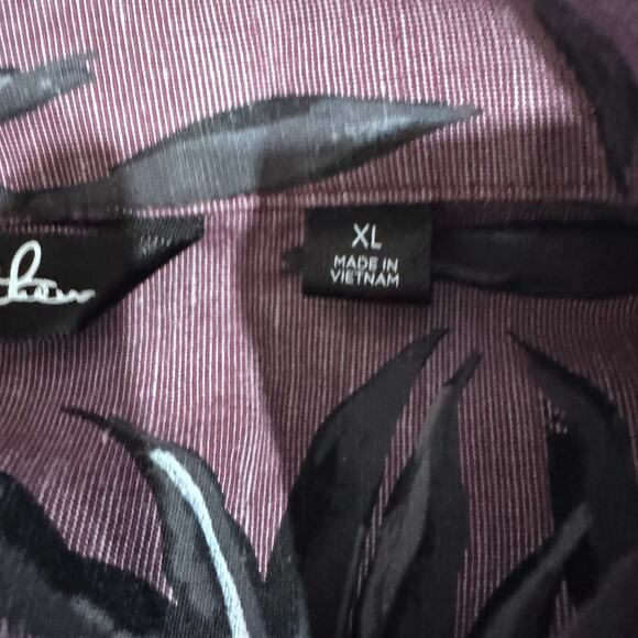 TravisMathew Palm Leaf Button Down Shirt Men’s XL Purple Short Sleeve - Picture 4 of 6